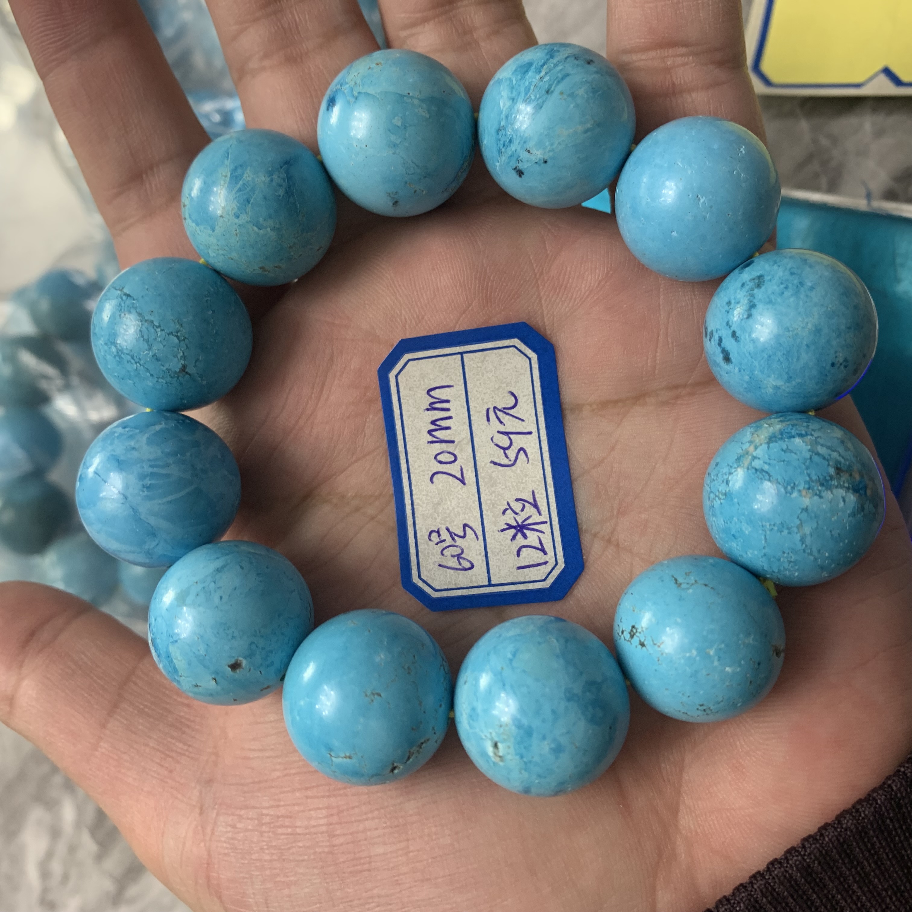 湖北松石手串单圈松石圆珠手链
