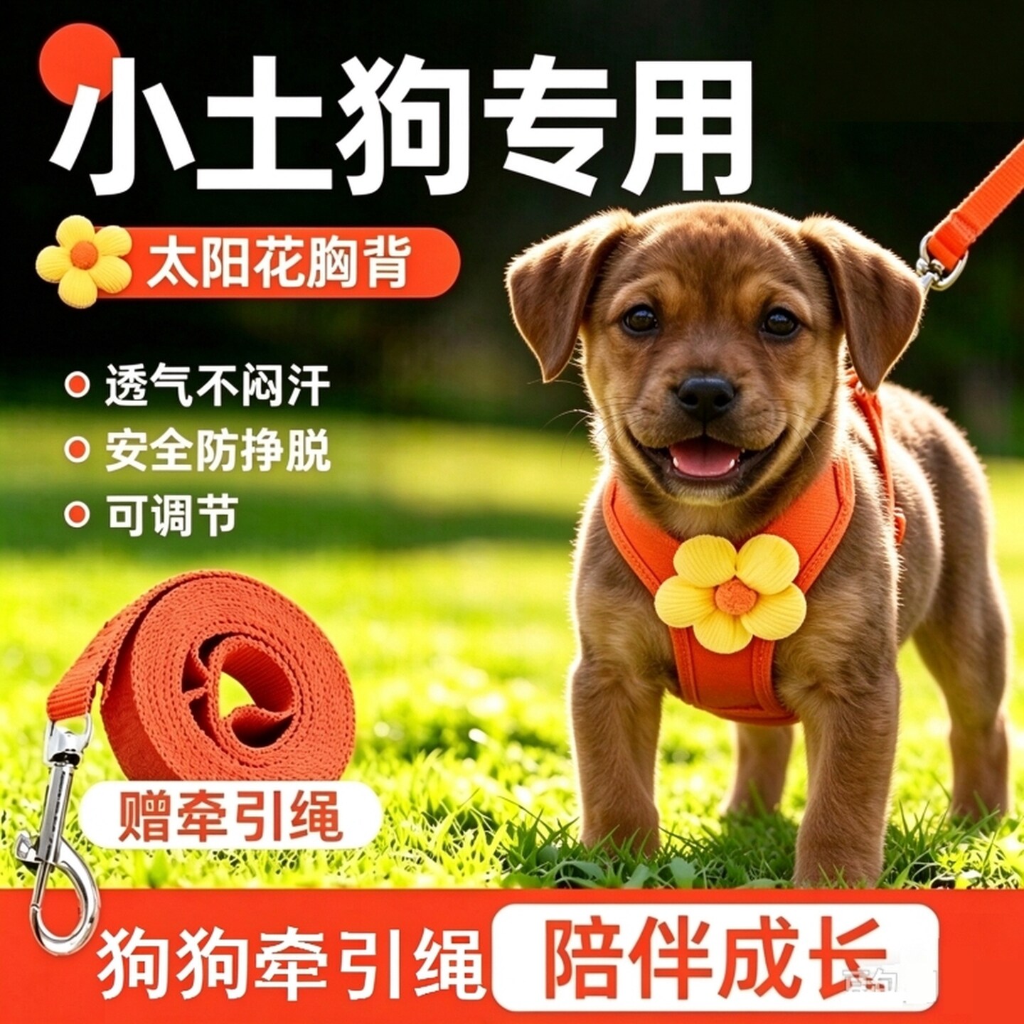 田园犬牵引绳中华田园犬胸背牵引绳马鞍背心式土松牵狗绳幼犬狗绳