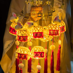 竹编灯笼福字灯笼手工制作diy材料新年挂饰中式手提马年花灯