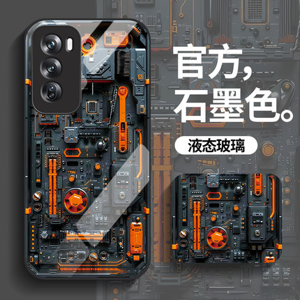 O赛博朋克适用opporeno12pro手机壳男款reno11创意新款reno10/9/8高级感findx7个性镜头全包a96/95防摔保护套