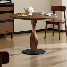 黑胡桃之家/北美黑胡桃实木圆形餐桌中古风休闲小户型复古圆餐桌