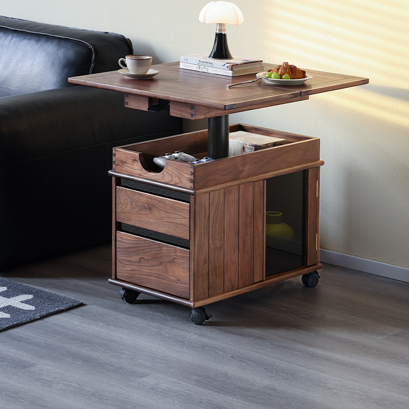 黑胡桃之家北美黑胡桃木移动茶几