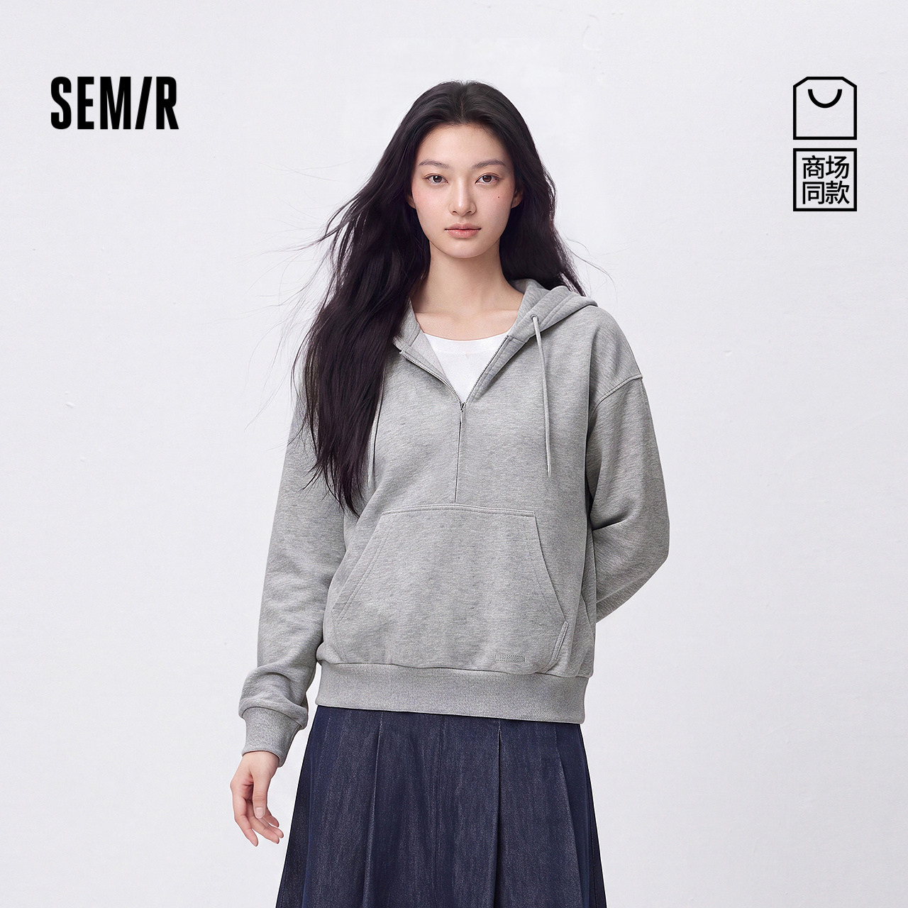 森马松弛感oversize假两件卫衣女