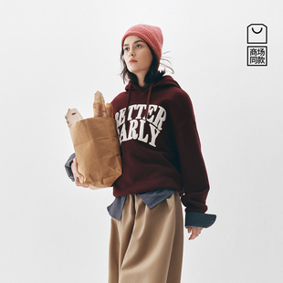 潮酷高街打底衫 商场同款 森马卫衣女冬字母oversize加绒2025新款