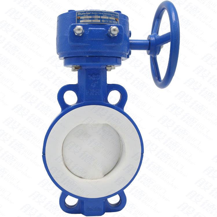 铸钢衬氟蝶阀D371EF-1T6C涡轮对夹式衬P化F蝶阀工管道四氟阀门厂