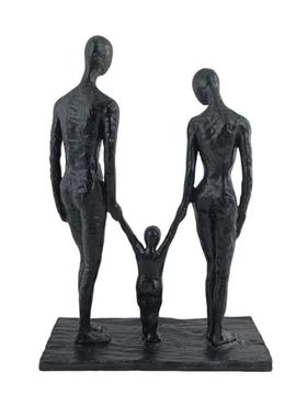 现代简约简约树脂一家三口人物雕塑客厅电视柜挂件家居装饰