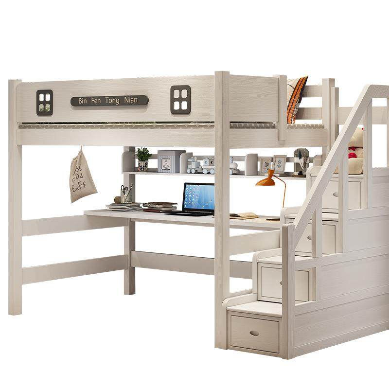 家用全实木高低床橡胶木子母床上下铺环保儿童双层床成人上床下桌