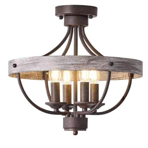 美式乡村铁艺餐厅吊灯复古工业风饭店黑色灯具创意卧室书房吸顶灯