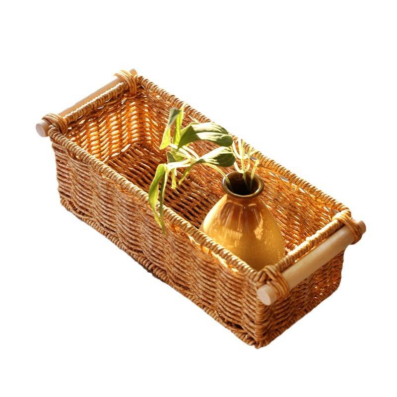 原风仿藤编面洗杂物收纳筐带把手酒店民1ZY77044宿漱品桌整理筐餐