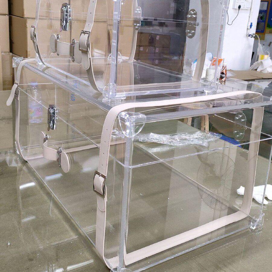 工厂透明亚克力箱子带锁亚克力展示箱手提行李箱大容量收纳箱