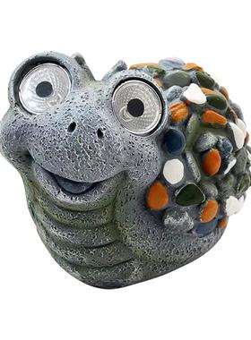 户外花园创意猫头鹰摆件树脂工艺品庭院仿鹅卵石动物太阳能灯