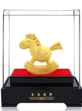 2026马年金马逐梦摆件绒沙金马工艺品会销开业吉祥物保险公司活动