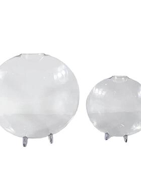 现代简约圆形创意透明玻璃金属花器水培插花客厅样板房家居装饰品