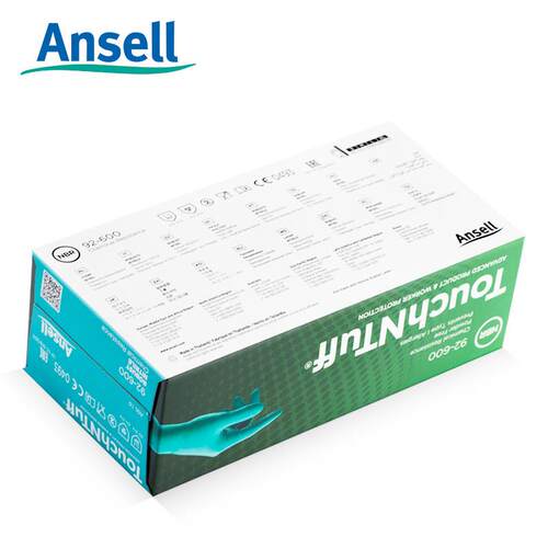 Ansell安思尔92-600一次性绿色丁腈手套橡胶乳胶工作化工劳保手套