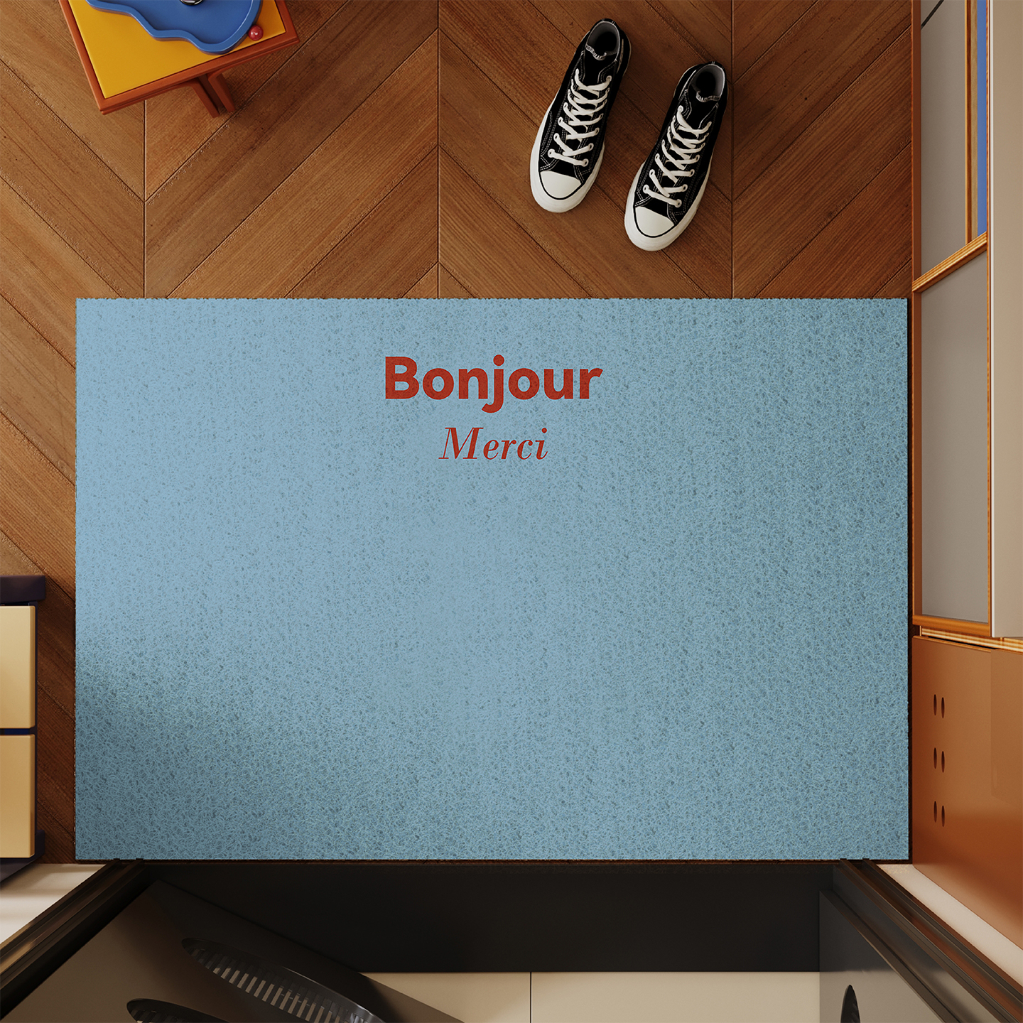 复古极简风入户地垫丝圈防滑除尘