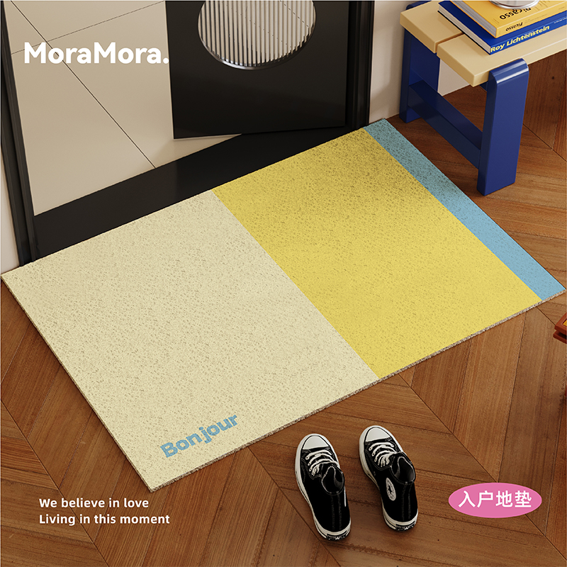 高级感拼色入户地垫进门脚垫防滑