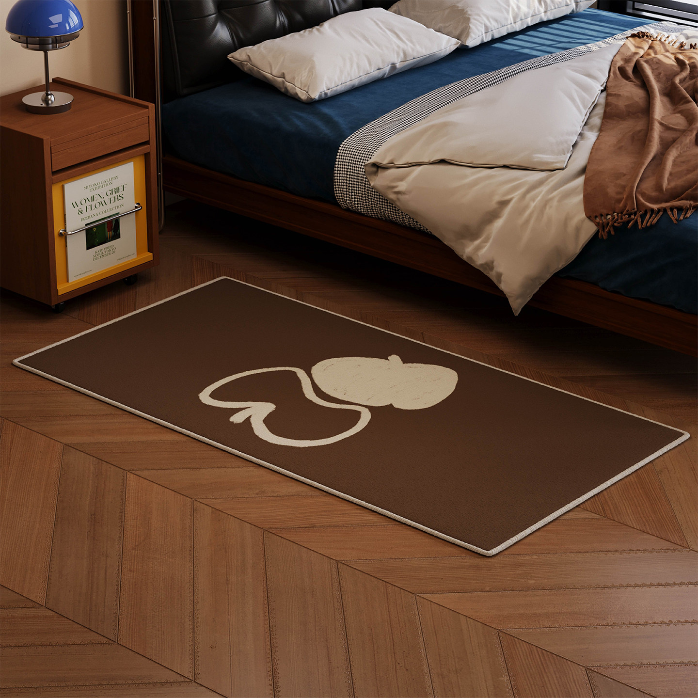 极简复古风苹果卧室地毯家用客厅地垫床前床边毯防滑耐脏长条垫子,居家布艺,地毯,淘宝优惠券,粉丝福利购,淘宝优惠卷