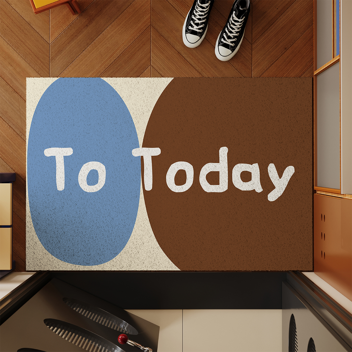 中古风撞色高级感入户门地垫丝圈