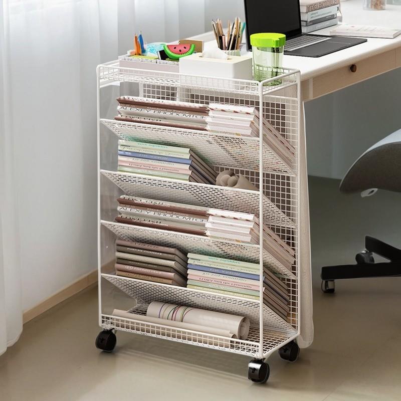Small bookshelf next to the desk side gap book storage shelf
