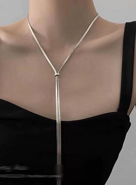 Extra long drawstring necklace for women抽拉项链女小众颈链