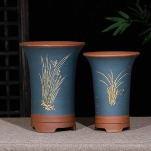 Orchid table pot yixing purple flower pot special floor balc