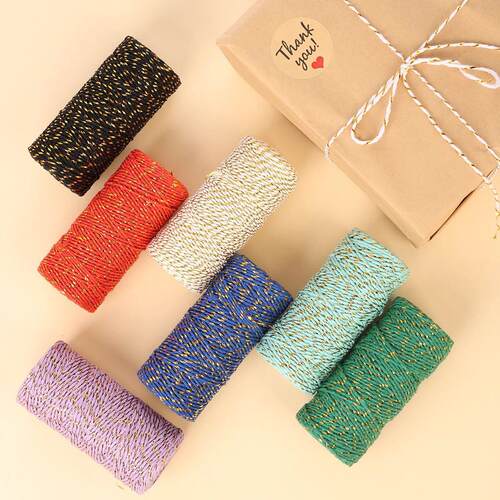 1.5MM 50Meters Cotton Twine String Cord Rope Golden Thread