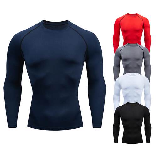 Men Compression Running T-shirt Fitness Tight Long Sleeve Sp