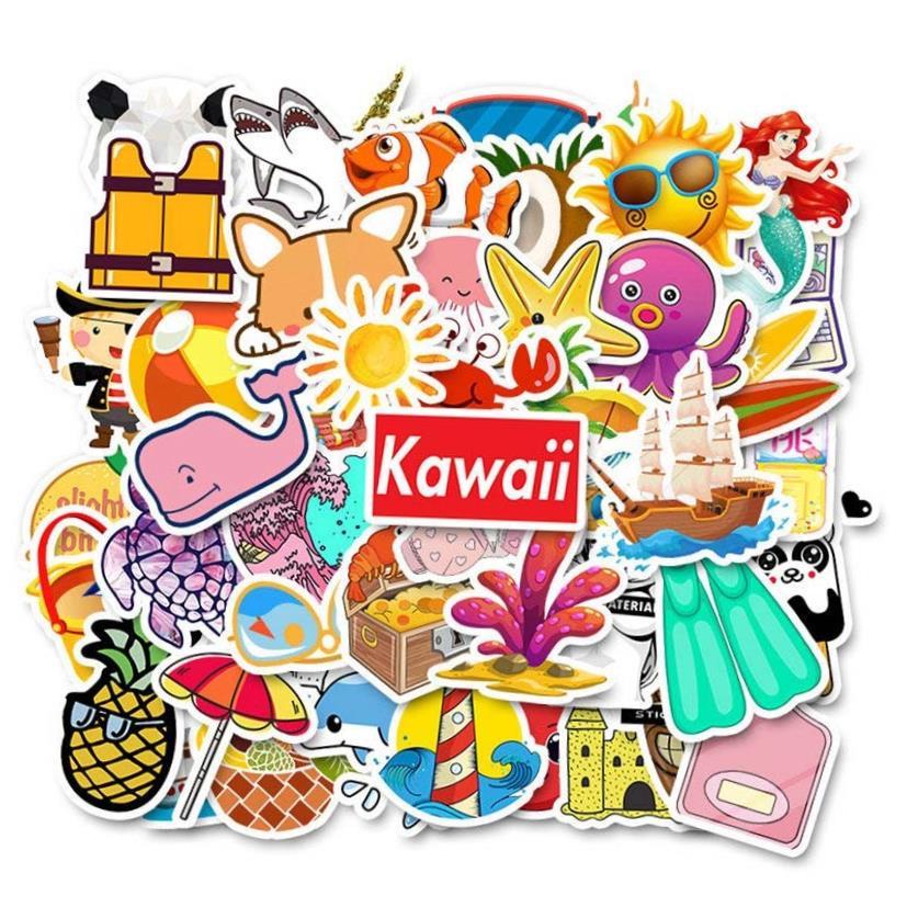 50PCS Cool Summer Vsco Stickers Pack Pink Girl Anime Stiker