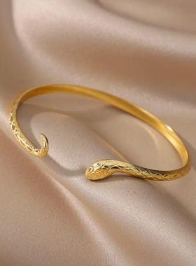 Stainless Steel Snake Bracelets for Women Vintage Gold Plate
