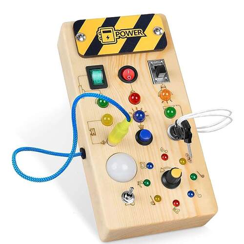 Montessori Busy Board Sensory Toys Wooden With LED Light Swi