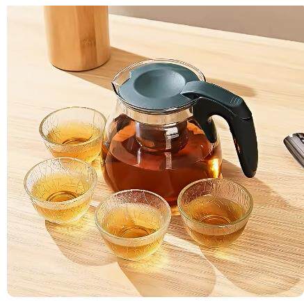 Glass teapot with flowered teapot with large capacity teapot