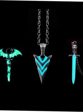Glow In The Dark Pike Necklace for Women Men Halloween Gift