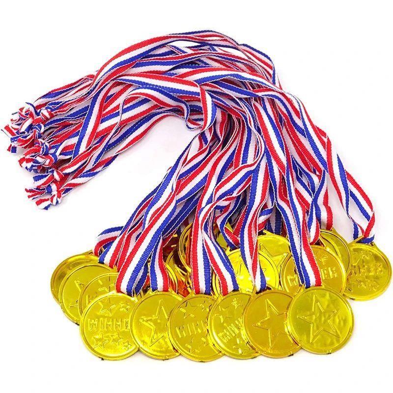 5/10/20pcs Children Plastic Gold Winner Award Medals Party F