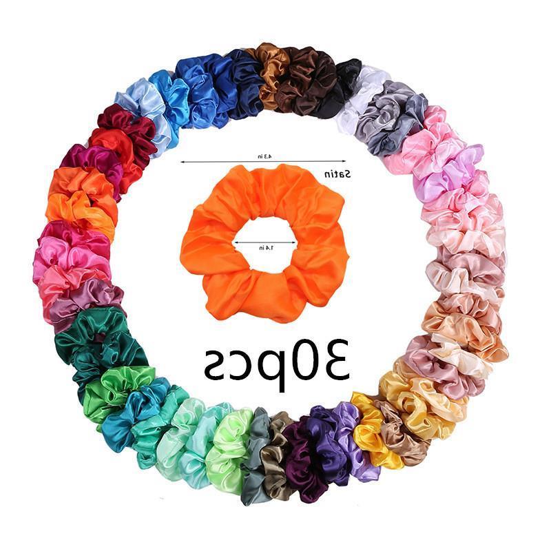 25/10/6/1pc Vintage Satin Scrunchies Girls Elastic Hair Band