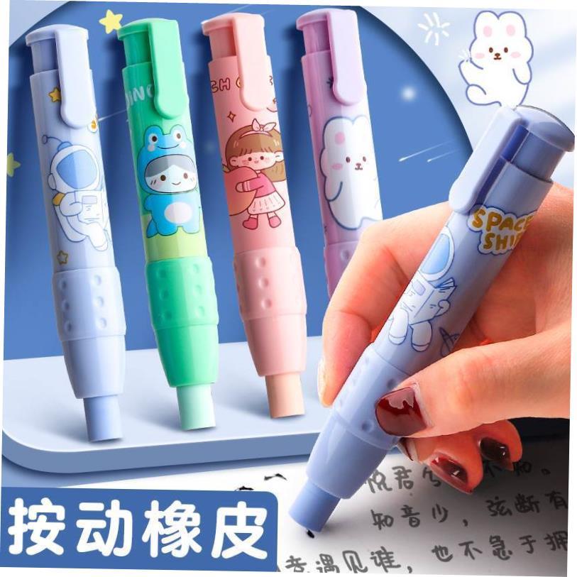 press eraser pupil stationary cute replaceable erasers pen