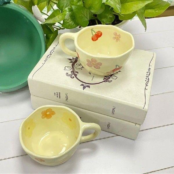 Irregular Flower Mugs Elegant Hand Pinched Cup Delicate