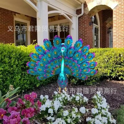 跨境新品 Metal peacock statue金属孔雀雕像雕塑花园庭院艺术家