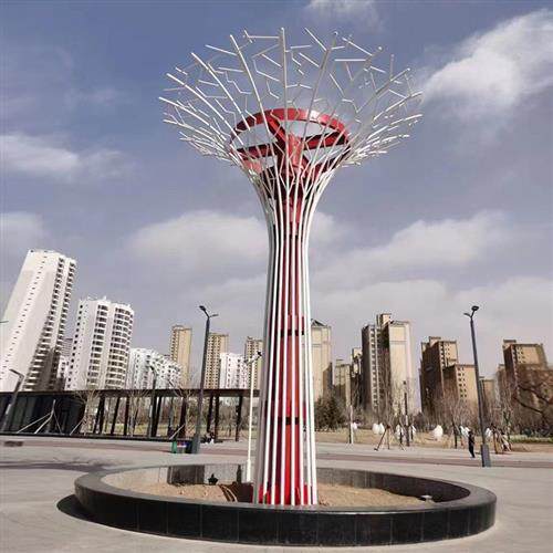 户外大型不锈钢雕塑广场公园抽象景观摆件景观镂空树廊架雕塑