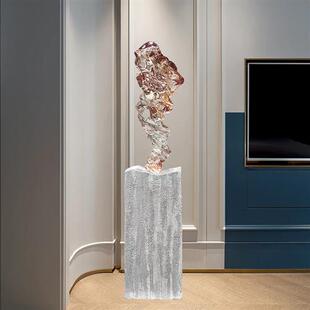 高档轻奢透明树脂软装置饰品雕塑客厅电视柜大型落地抽象卷形摆件
