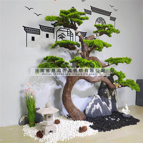 仿真松树大型迎客松玻璃钢假树造景罗汉松大量美人松摆件松树