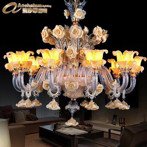 轻奢水晶吸顶灯中山灯饰厂家直销金色蛋糕水晶灯酒店工程灯客厅灯