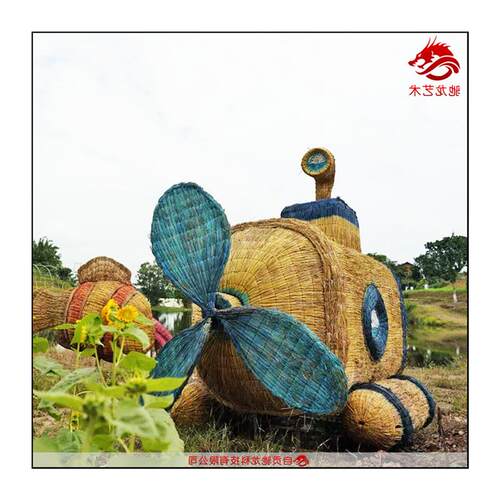 稻草艺术节农耕文化园稻草人定制仿真动物兔子造型草雕丰收节展览
