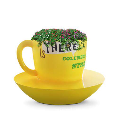 玻璃钢彩绘杯子椅大型花盆坐凳幼儿园卡通座椅商场休闲椅景观坐凳