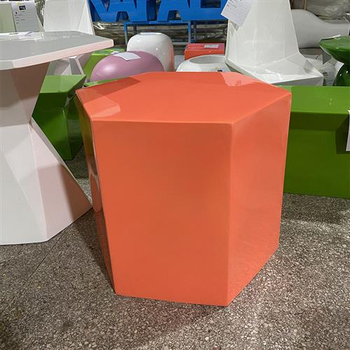 玻璃钢六角形组合座椅仿木纹定制多边形休息椅超市中庭六边形坐凳