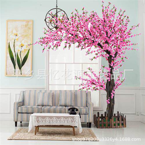室内酒店商场装饰假桃花树许愿树实木婚庆樱花树客仿真高仿真