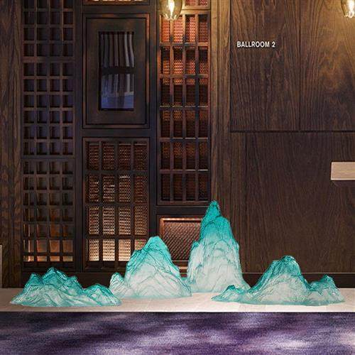 现代创意透明树脂假山雕塑摆件酒店售楼处样板间别墅软装饰工艺品