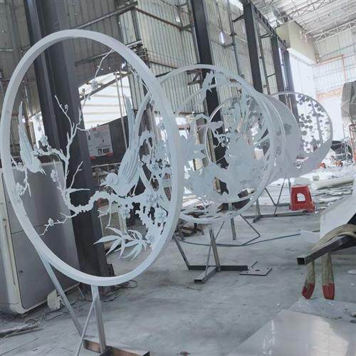 不锈钢雕塑镂空发光圆球镂空花枝户外景观雕塑装饰摆件支持订货