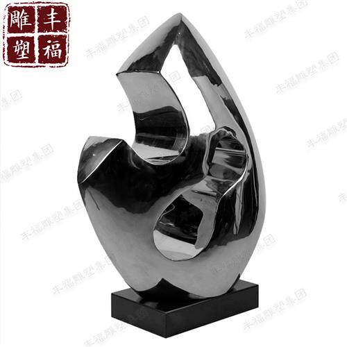 不锈钢月亮雕塑定制镜面镂空发光圆环抽象假山酒店售楼部金属摆件