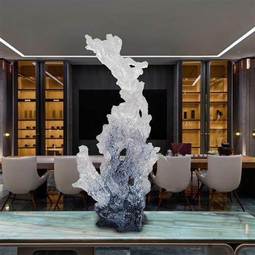 新中式透明树脂雕塑太湖石别墅客厅玄关抽象高档软装工艺饰品摆件