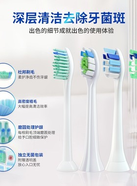 适用于飞利浦电动牙刷头HX6100/6240/6250/6616菲利普通用替换